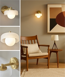 Art Deco Style Brass and Opal Globe Shade Wall Light