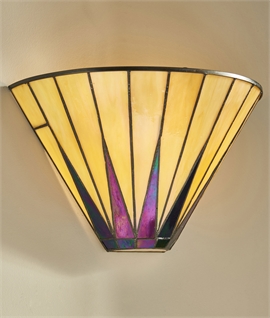 Art Deco Bronze & Tiffany Glass Starburst Wall Light 