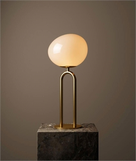 Opal Glass and Brass Shape Table Lamp