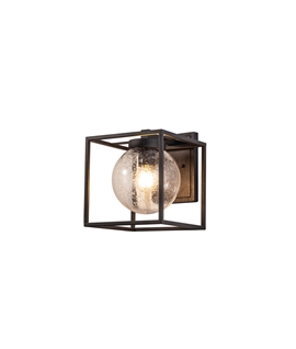 Ashley Down Wall Lamp, 1 x E27, IP54, Anthracite-Clear Seeded Glass, 2yrs Warranty