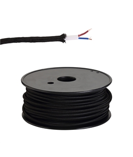 Ashmore 25m Roll Black Braided 2 Core 0.75mm Cable VDE Approved