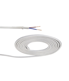 Ashmore 1m White Braided 2 Core 0.75mm Cable VDE Approved (qty ordered will be supplied as one continuous length)