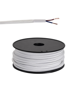 Ashmore 25m Roll White Braided 2 Core 0.75mm Cable VDE Approved