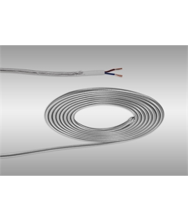 Ashmore 1m Silver Braided 2 Core 0.75mm Cable VDE Approved (qty ordered will be supplied as one continuous length)