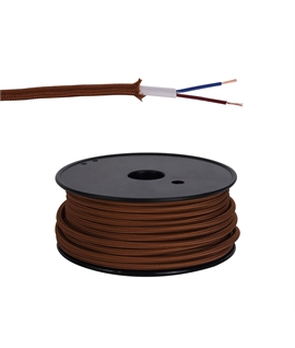 Ashmore 25m Roll Dark Brown Braided 2 Core 0.75mm Cable VDE Approved