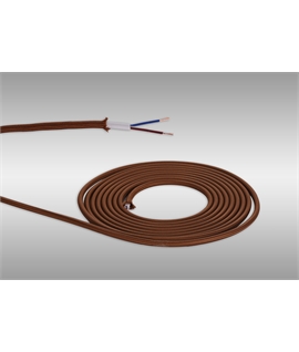 Ashmore 1m Red Brown Braided 2 Core 0.75mm Cable VDE Approved (qty ordered will be supplied as one continuous length)