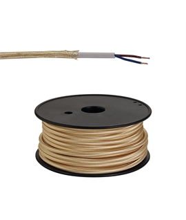 Ashmore 25m Roll Gold Braided 2 Core 0.75mm Cable VDE Approved