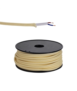 Ashmore 25m Roll Beige Braided 2 Core 0.75mm Cable VDE Approved