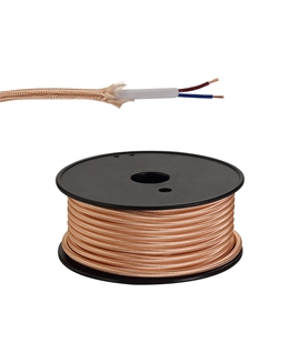 Ashmore 25m Roll Rose Gold Braided 2 Core 0.75mm Cable VDE Approved