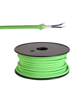 Ashmore 25m Roll Lime Green Braided 2 Core 0.75mm Cable VDE Approved
