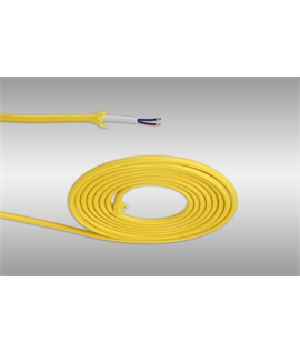 Ashmore 1m Yellow Braided 2 Core 0.75mm Cable VDE Approved (qty ordered will be supplied as one continuous length)