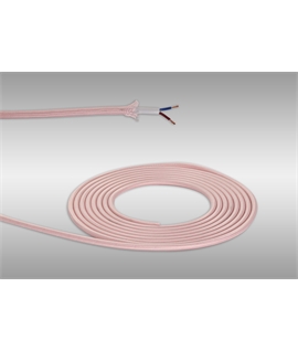 Ashmore 1m Pink Braided 2 Core 0.75mm Cable VDE Approved (qty ordered will be supplied as one continuous length)