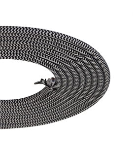 1m Black & White Wave Stripes Braided 2-Core 0.75mm Electrical Cable 