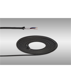Ashmore 1m Black & White Spot Braided 2 Core 0.75mm Cable VDE Approved (qty ordered will be supplied as one continuous length)