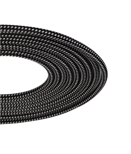 1m Black & White Spot Braided 2-Core 0.75mm Electrical Cable 