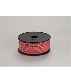 Ashmore 25m Roll Red & White Wave Stripes Braided 2 Core 0.75mm Cable VDE Approved