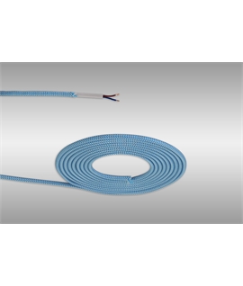 Ashmore 1m Blue & White Wave Stripes Braided 2 Core 0.75mm Cable VDE Approved (qty ordered will be supplied as one continuous length)