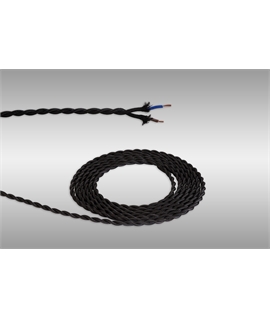 Ashmore 1m Black Braided Twisted 2 Core 0.75mm Cable VDE Approved (qty ordered will be supplied as one continuous length)