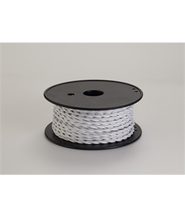 Ashmore 25m Roll White Braided Twisted 2 Core 0.75mm Cable VDE Approved