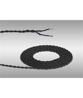 Ashmore 1m Grey Braided Twisted 2 Core 0.75mm Cable VDE Approved (qty ordered will be supplied as one continuous length)