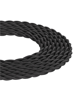 1m Grey Braided Twisted 2- Core 0.75mm Electrical Cable 