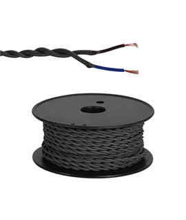 Ashmore 25m Roll Grey Braided Twisted 2 Core 0.75mm Cable VDE Approved