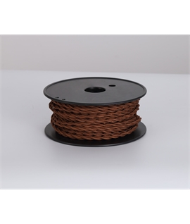 Ashmore 25m Roll Dark Brown Braided Twisted 2 Core 0.75mm Cable VDE Approved
