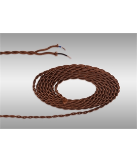 Ashmore 1m Dark Brown Braided Twisted 2 Core 0.75mm Cable VDE Approved (qty ordered will be supplied as one continuous length)