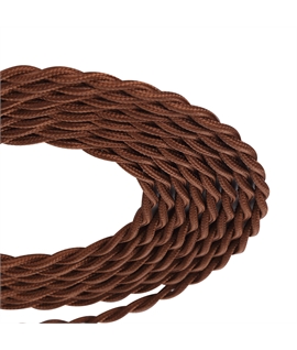 1m Dark Brown Braided Twisted 2-Core 0.75mm Electrical Cable 