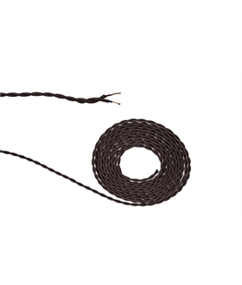 Ashmore 1m Dark Brown Braided Twisted 2 Core 0.75mm Cable VDE Approved (qty ordered will be supplied as one continuous length)