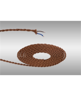 Ashmore 1m Red Brown Braided Twisted 2 Core 0.75mm Cable VDE Approved (qty ordered will be supplied as one continuous length)