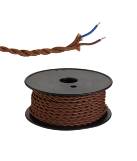 Ashmore 25m Roll Red Brown Braided Twisted 2 Core 0.75mm Cable VDE Approved