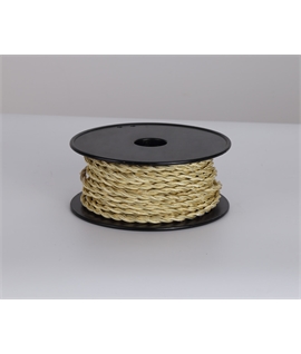 Ashmore 25m Roll Pale Gold Braided Twisted 2 Core 0.75mm Cable VDE Approved