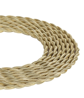 1m Pale Gold Braided Twisted 2-Core 0.75mm Electrical Cable 