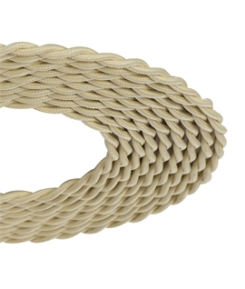 1m Beige Braided Twisted 2-Core 0.75mm Electrical Cable