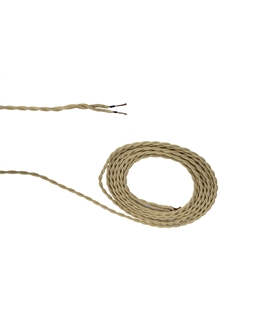 Ashmore 1m Beige Braided Twisted 2 Core 0.75mm Cable VDE Approved (qty ordered will be supplied as one continuous length)
