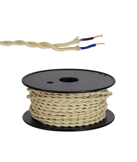 Ashmore 25m Roll Beige Braided Twisted 2 Core 0.75mm Cable VDE Approved