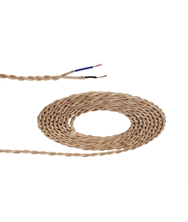 Ashmore 1m Rose Gold Braided Twisted 2 Core 0.75mm Cable VDE Approved (qty ordered will be supplied as one continuous length)