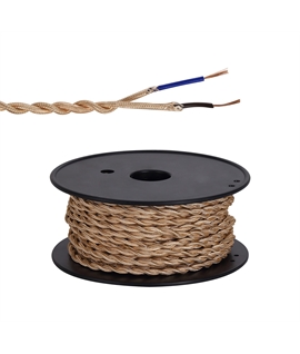 Ashmore 25m Roll Rose Gold Braided Twisted 2 Core 0.75mm Cable VDE Approved