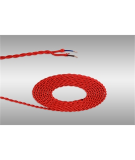 Ashmore 1m Red Braided Twisted 2 Core 0.75mm Cable VDE Approved (qty ordered will be supplied as one continuous length)