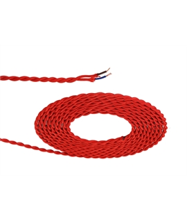 Ashmore 1m Red Braided Twisted 2 Core 0.75mm Cable VDE Approved (qty ordered will be supplied as one continuous length)