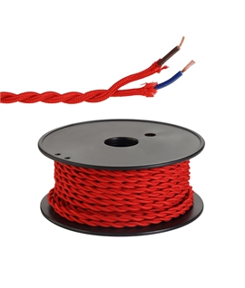 Ashmore 25m Roll Red Braided Twisted 2 Core 0.75mm Cable VDE Approved