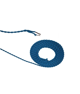 Ashmore 1m Blue Braided Twisted 2 Core 0.75mm Cable VDE Approved (qty ordered will be supplied as one continuous length)