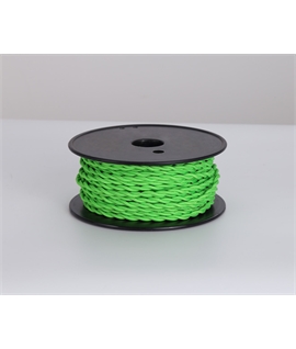 Ashmore 25m Roll Light Green Braided Twisted 2 Core 0.75mm Cable VDE Approved