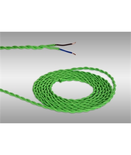 Ashmore 1m Light Green Braided Twisted 2 Core 0.75mm Cable VDE Approved (qty ordered will be supplied as one continuous length)