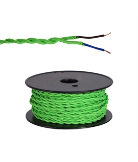 Ashmore 25m Roll Light Green Braided Twisted 2 Core 0.75mm Cable VDE Approved