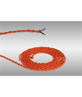 Ashmore 1m Orange Braided Twisted 2 Core 0.75mm Cable VDE Approved (qty ordered will be supplied as one continuous length)