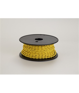 Ashmore 25m Roll Yellow Braided Twisted 2 Core 0.75mm Cable VDE Approved