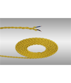 Ashmore 1m Yellow Braided Twisted 2 Core 0.75mm Cable VDE Approved (qty ordered will be supplied as one continuous length)