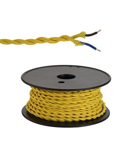 Ashmore 25m Roll Yellow Braided Twisted 2 Core 0.75mm Cable VDE Approved